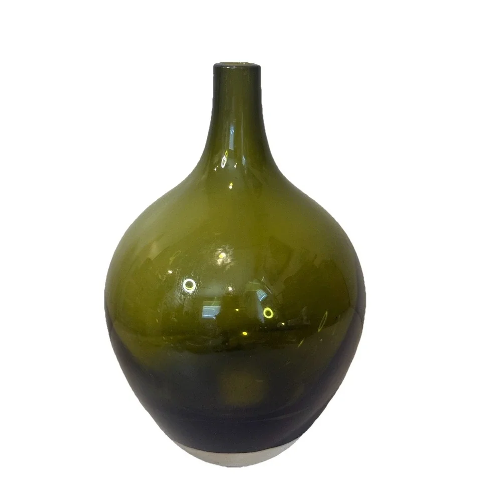 IKEA Salong Bottle Art Glass Vase Johanna Jelenek Olive Green ~8.5